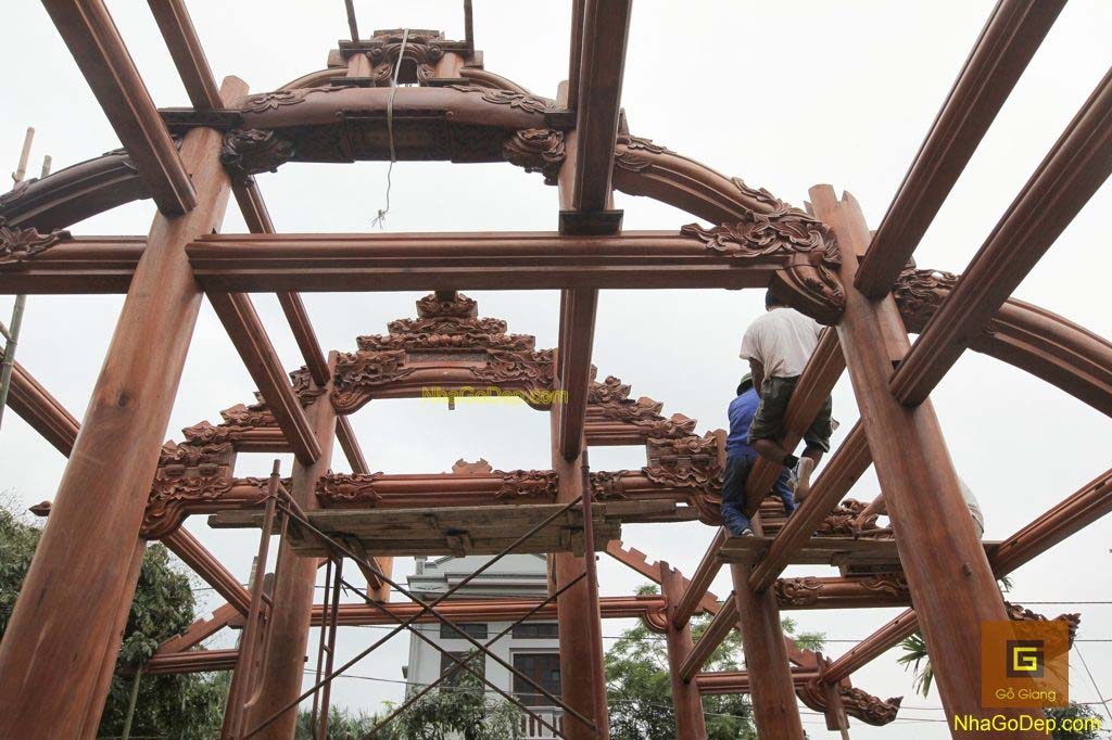 Làm nhà gỗ ( Nha go ) : Quá trình thi công lắp dựng ( wooden house )