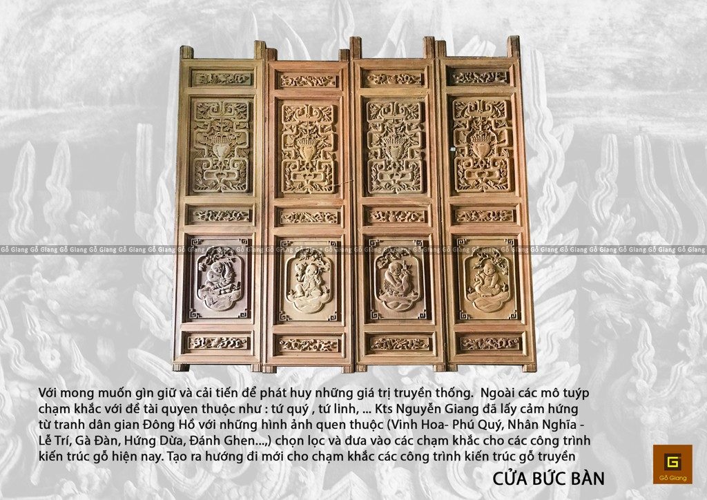 image Hoa Văn Gỗ Theo Phong Cách Tranh Đông Hồ : Vừa Truyền Thống Vừa Độc Đáo