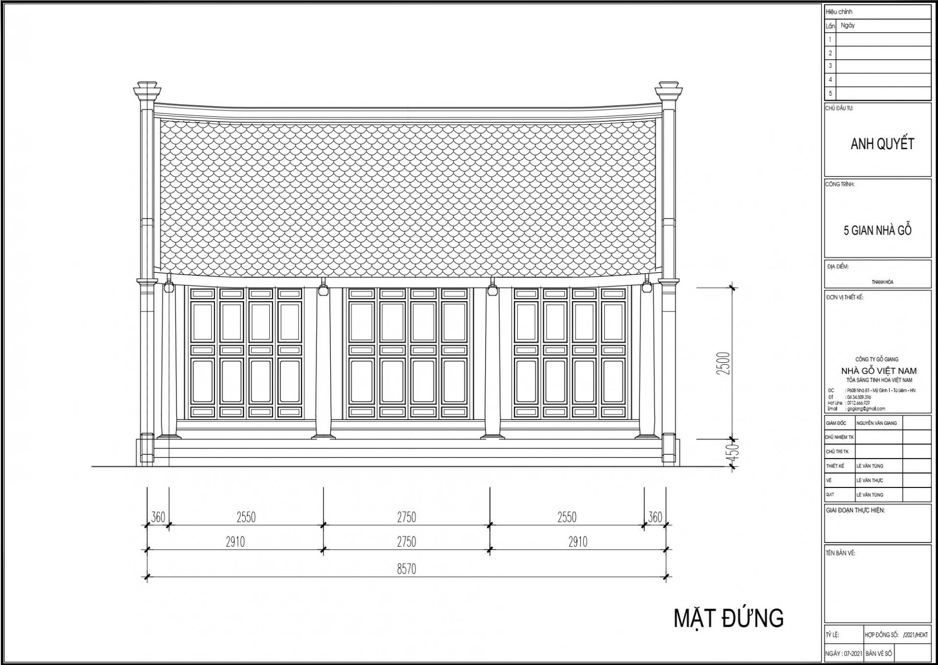 Mặt Đứng Nhà Ở 3 Gian