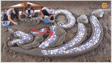 [Video] Đắp vẽ hoa văn nhà gỗ cổ, nhà thờ, đình chùa với mảnh sành sứ