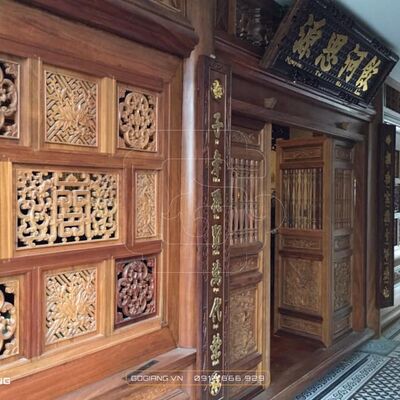 PHÒNG THỜ ĐẸP MỘC CỔ TRUYỀN TRONG NHÀ PHỐ | GỖ LIM LÀO |  GIẢNG VÕ, HN