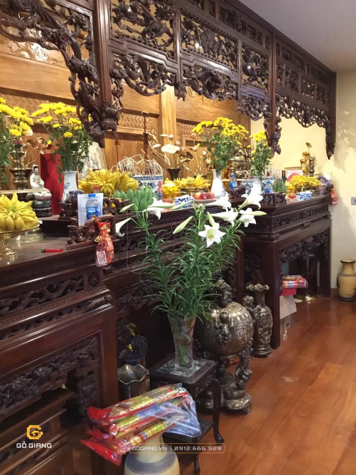 PHÒNG THỜ ĐẸP MỘC CỔ TRUYỀN TRONG NHÀ PHỐ | GỖ LIM LÀO |  GIẢNG VÕ, HN